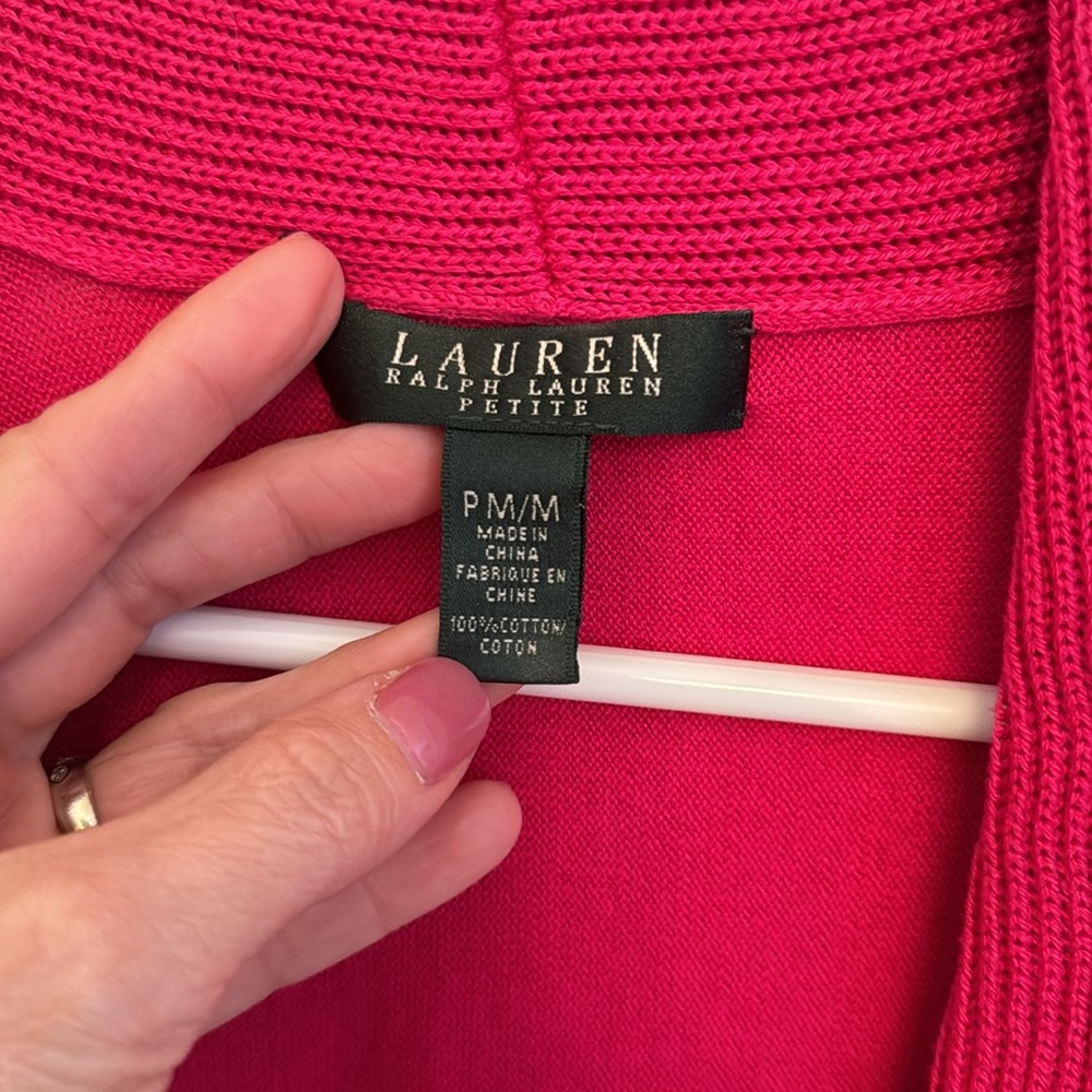 Lauren Ralph Lauren fushia cardigan sweater - Picture 3 of 4